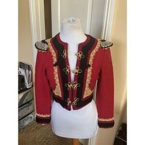 ADOLFO AT SAKS FIFTH AVE RED WOOL GOLD BOLERO MATADOR JACKET